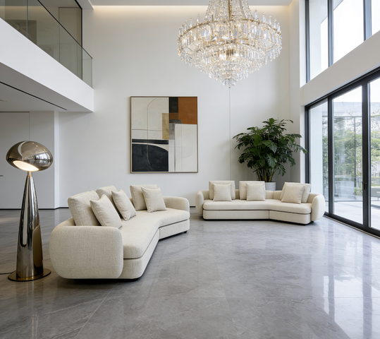  High-End Linen-Cotton Sofa 