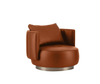 Genuine Leather Armrest Accent Chair