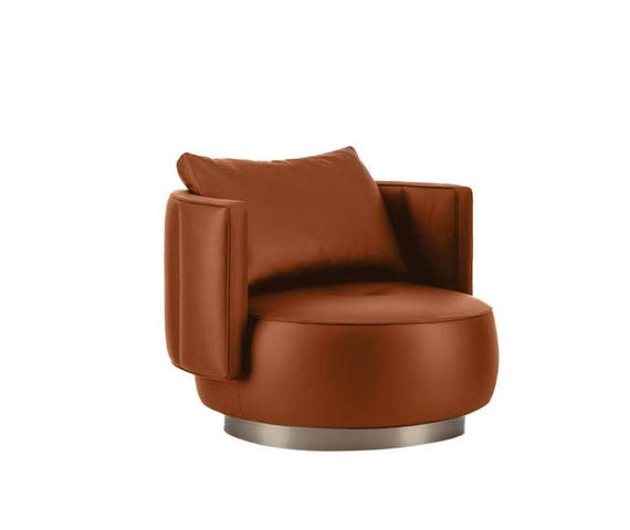Genuine Leather Armrest Accent Chair