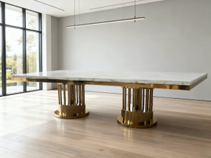  Marble and Stainless Steel Dining Table 